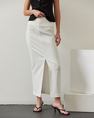 louren front slit pencil skirt-