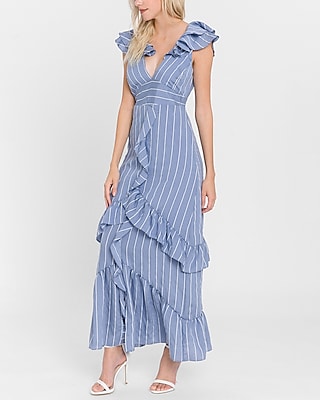 blue ruffle maxi dress