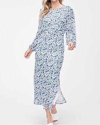 white long sleeve floral maxi dress