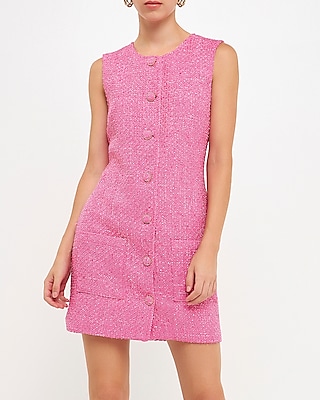 Shop Endless Rose Short Sleeve Tweed Dress