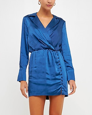 Satin Wrap Mini Dress