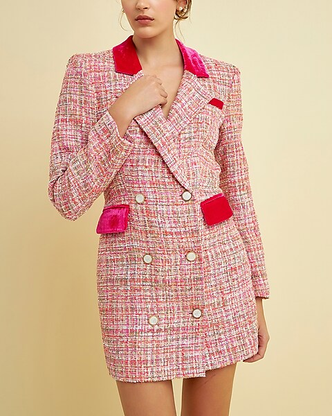 Endless Rose - Plaid Tweed Mini Dress Pink / M