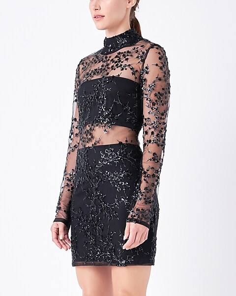 Sequin Embroidered Short Dress