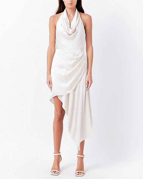 Summer Dream White Tie-Back Halter Midi Dress