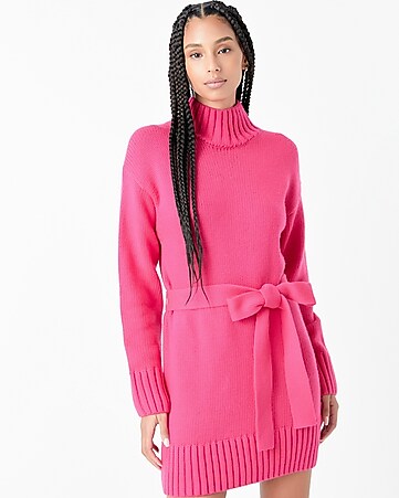 Buy Pink High Neck Sweater Dress 18, Dresses