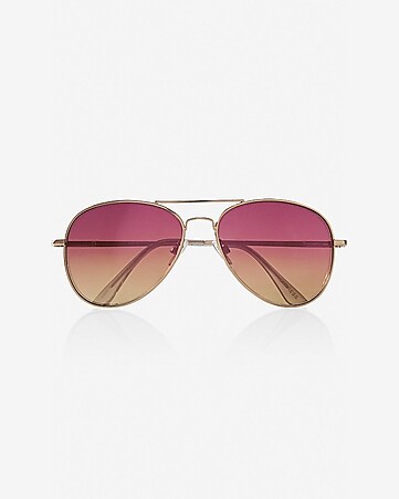 mirror color lens gold frame aviator sunglasses