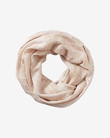 blush metallic zigzag print loop scarf