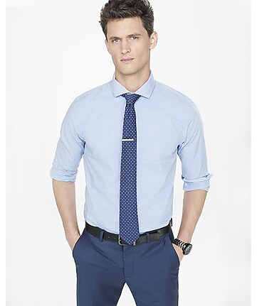 fitted micro check dress shirt