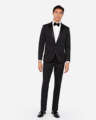 Slim Black Cotton-Blend Tuxedo Pant