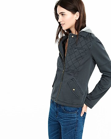 Quilted Twill Jacket | Express