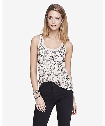 abstract sequin embellished tank