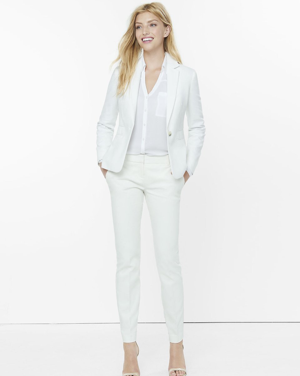 Ivory Ultimate Double Weave Skirt Suit | Express