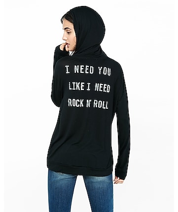 express one eleven rock and roll graphic hoodie
