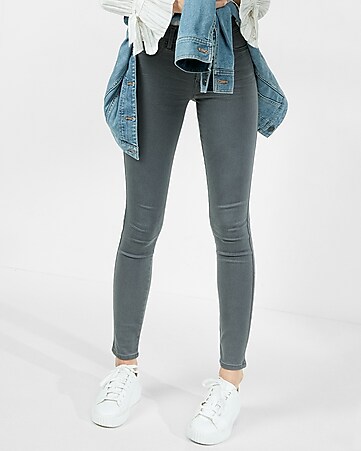 gray mid rise extreme stretch jean legging