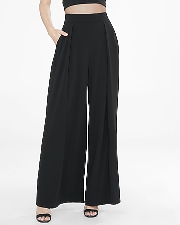 high waisted pleated wide leg pant