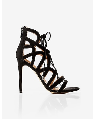 Strappy Faux Suede Lace-up Heeled Sandal | Express