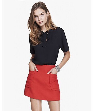 tie front short sleeve blouse