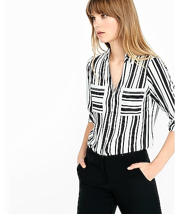 Original Fit Vertical Bar Stripe Portofino Shirt | Express
